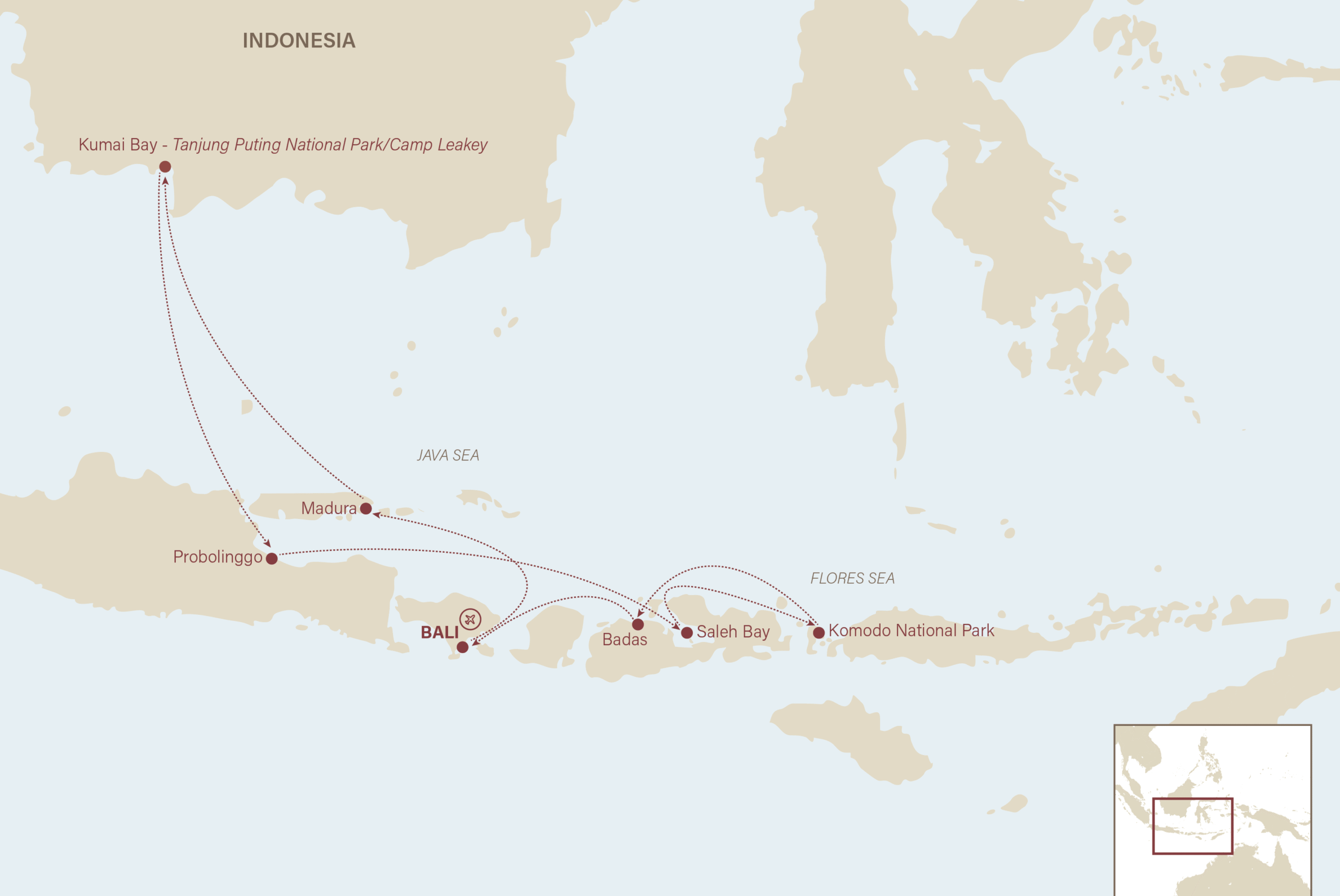 Borneo and Beyond- Orangutans, Dragons & Whale Sharks Expedition Map