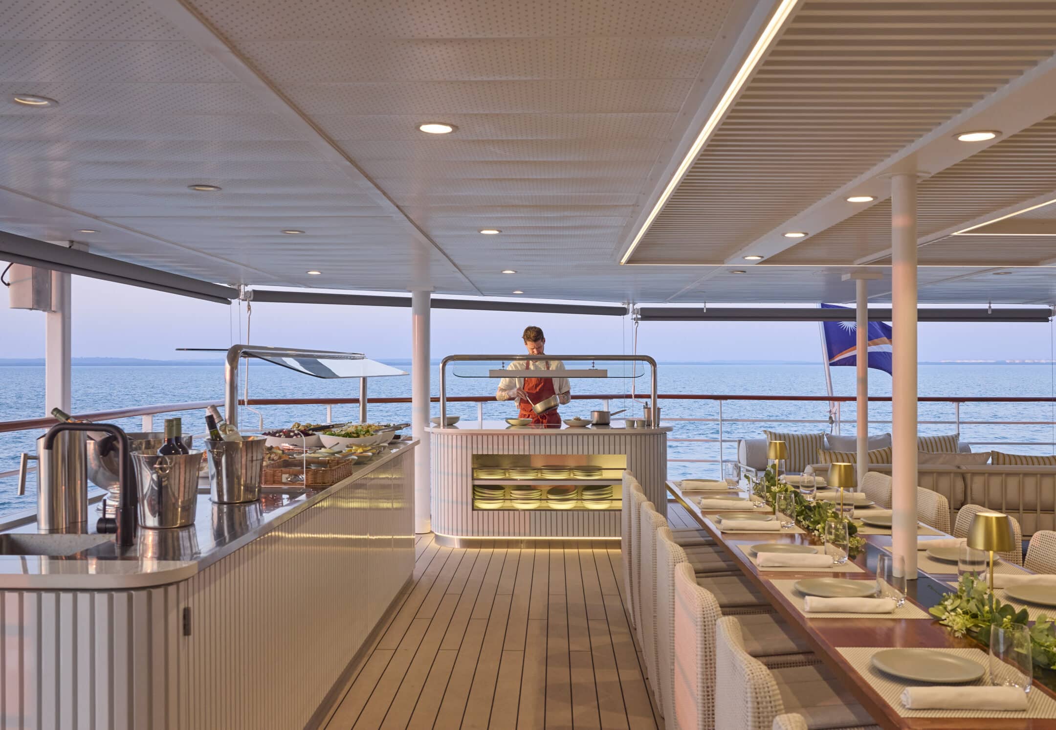 Outdoor food area on Pearl Expeditions.