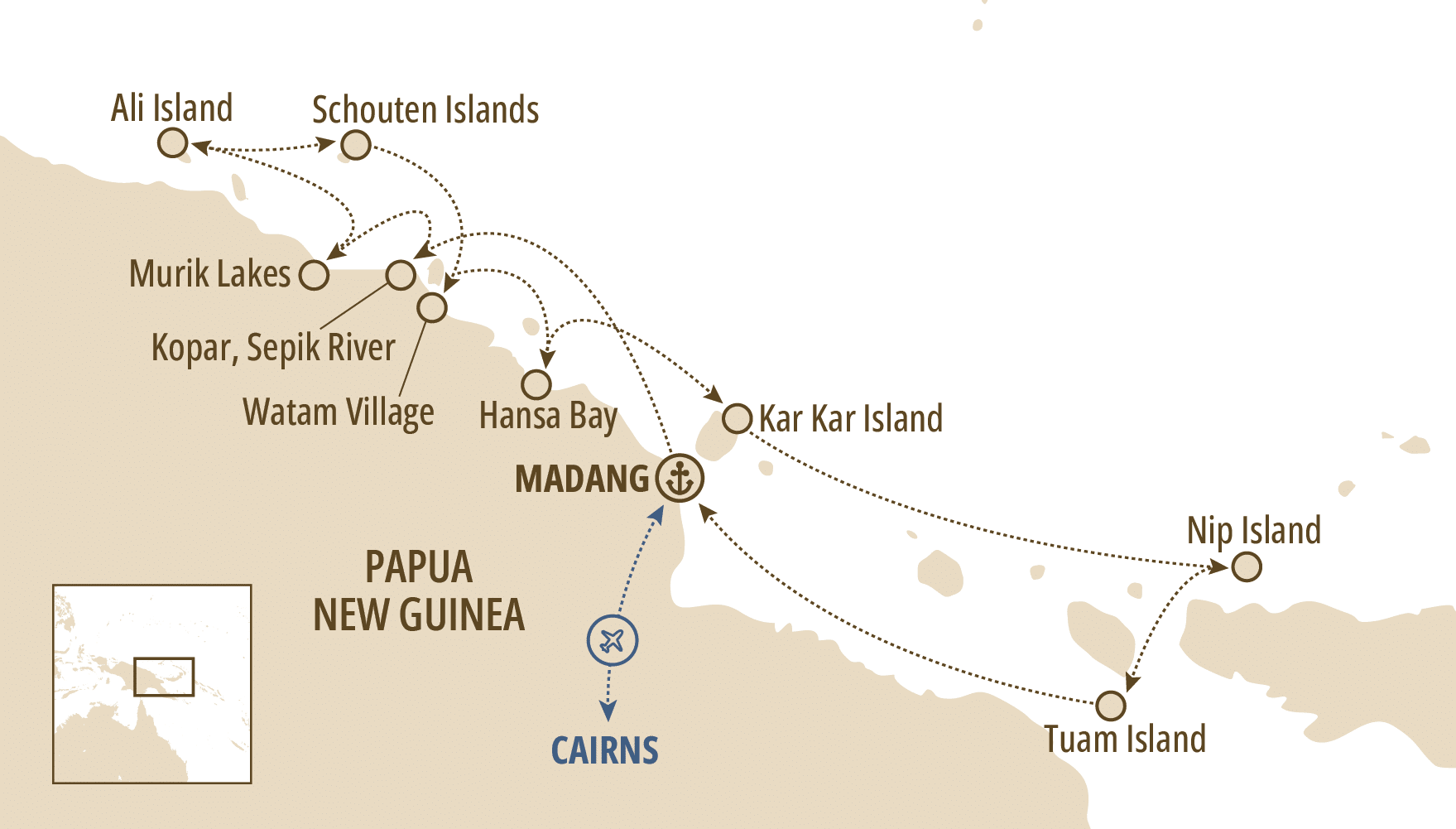 Papua New Guinea- Sepik Traditions and Island Mysteries Map