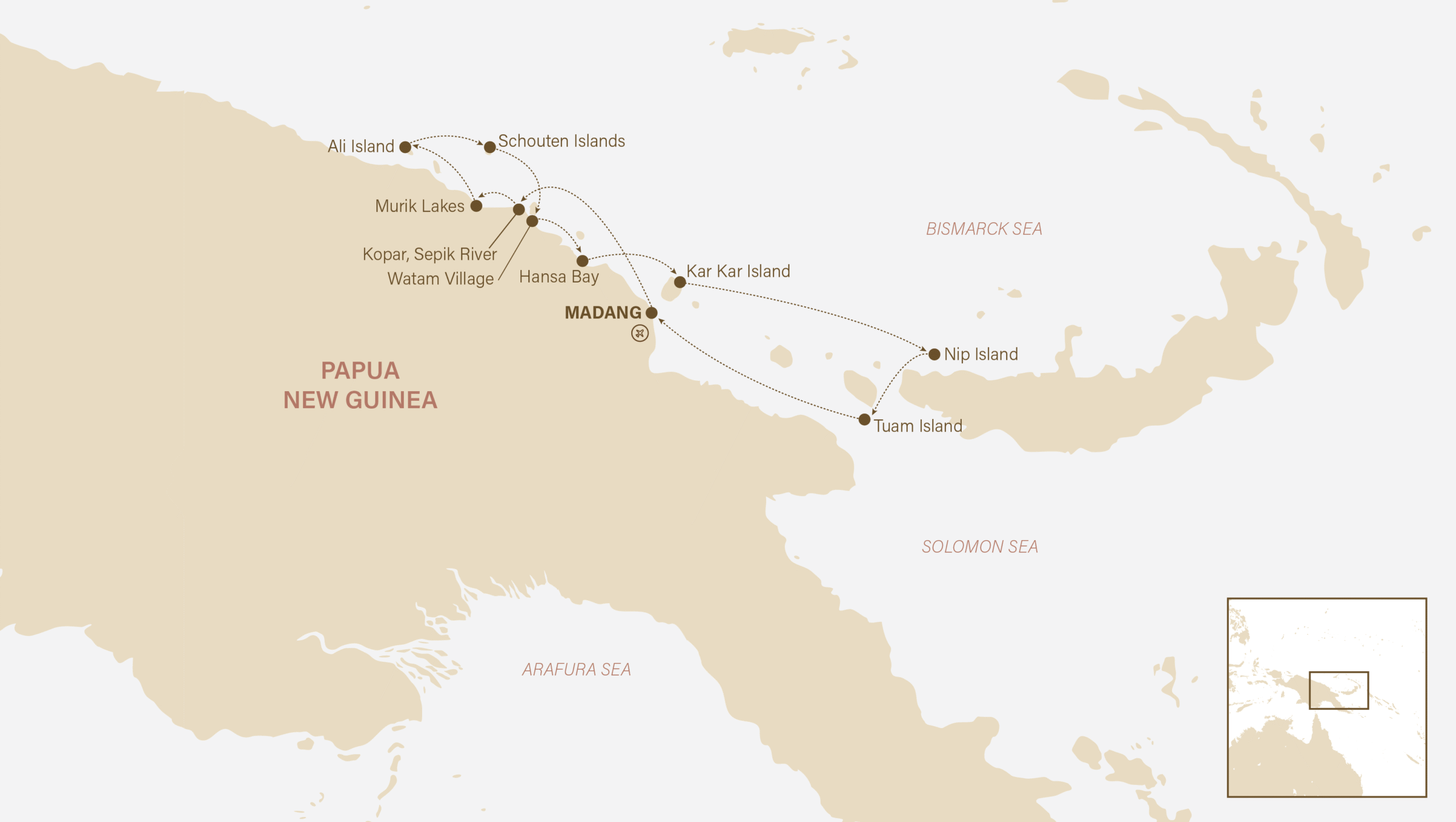 Papua New Guinea- Sepik Traditions and Island Mysteries Map